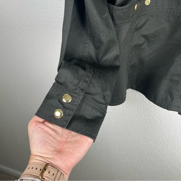 J. Crew Resin Coated Field Utility Jacket Olive with Brass Buttons Women’s SM - Picture 10 of 11